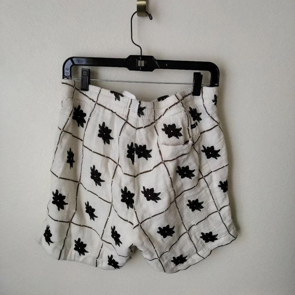 Pacsun Men's Floral Linen Shorts Embroidered Casual Elastic Waist M